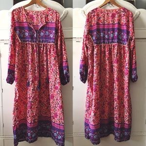 Super Feminine Hippie Boho Ethnic Dress in Pink